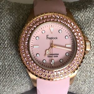 Freelook Pink Watch with Pink Swarovski Crystals